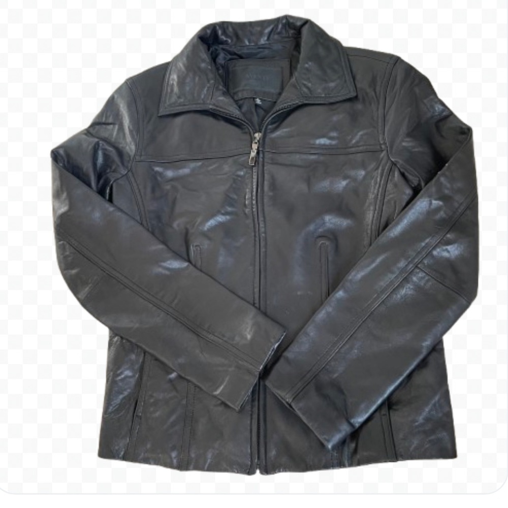 Avanti Vintage Full Zip Leather Jacket Black small